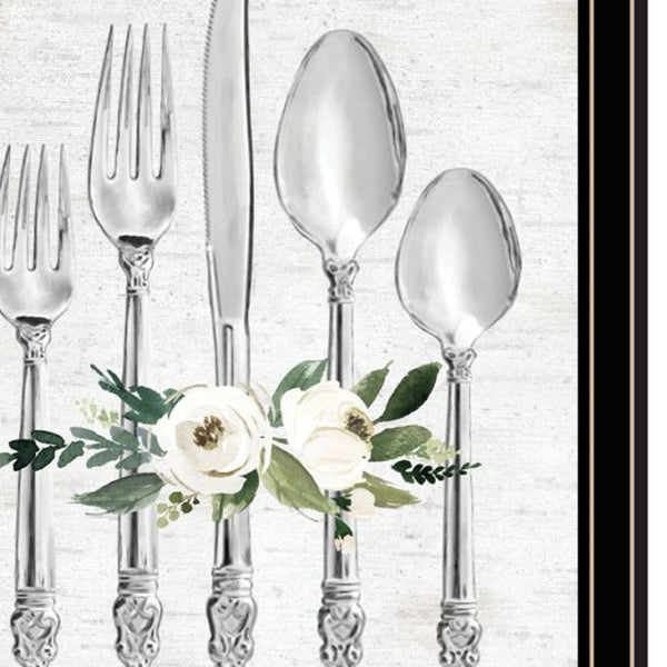 HomeRoots Set of Two Playful Ready to Dine Black Framed Wall Art Prints for Chic Dining Room Decor 568447