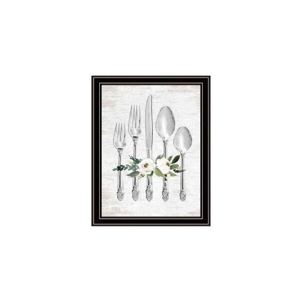 HomeRoots Set of Two Playful Ready to Dine Black Framed Wall Art Prints for Chic Dining Room Decor 568447