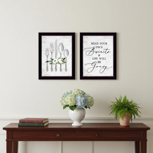 HomeRoots Set of Two Ready to Dine Framed Wall Art - Playful Humor Prints for Chic Kitchen & Dining Decor 568449
