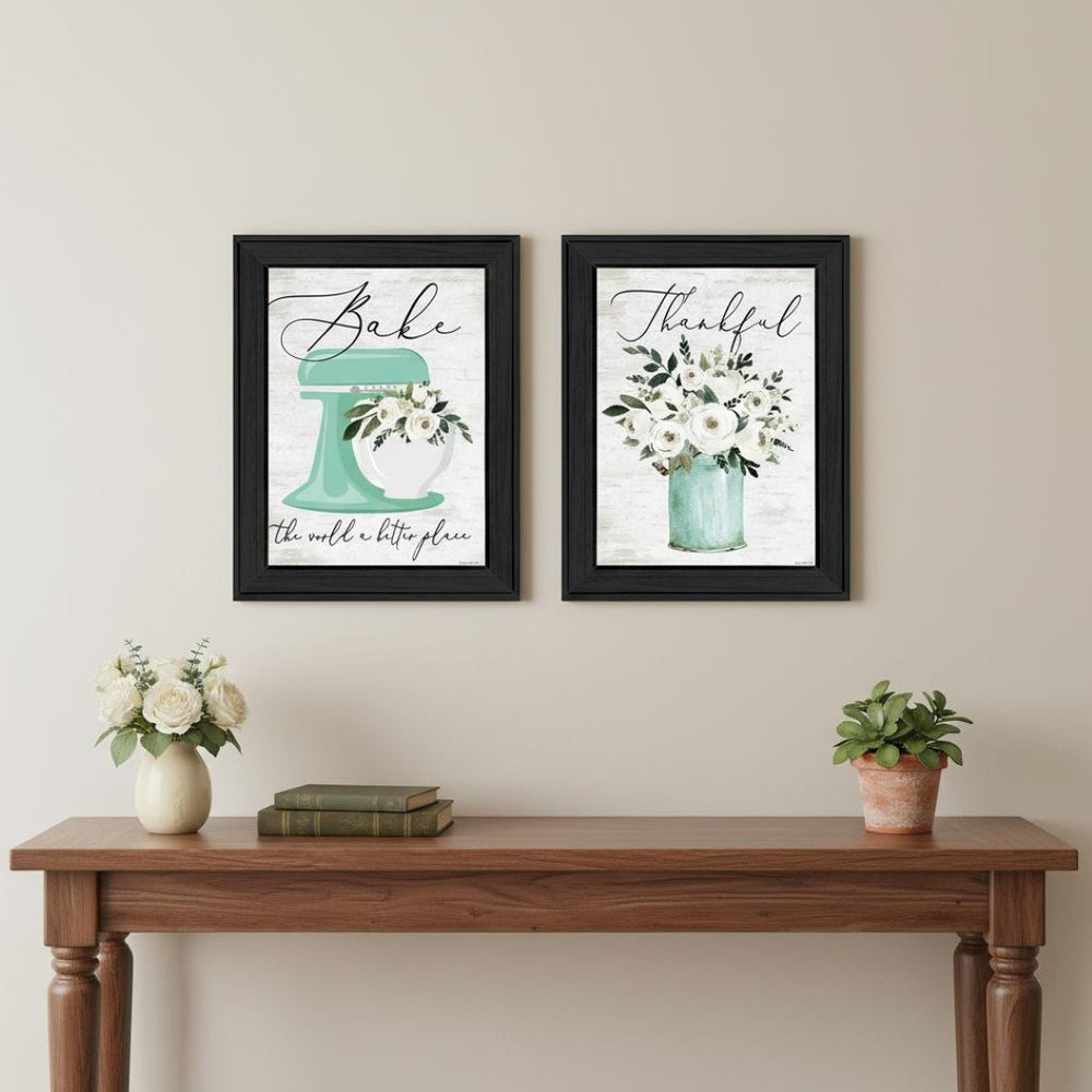 HomeRoots Set of Two Elegant Framed Wall Art Prints – Contemporary Acrylic Reproductions for Your Home Decor 568450