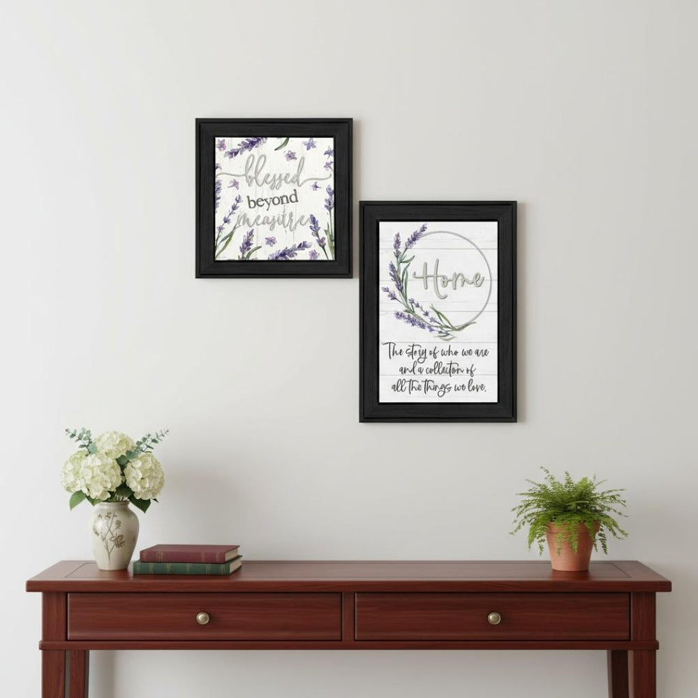HomeRoots Set of Two "My Families Story" Black Framed Wall Art - Stylish Prints for Contemporary Home Decor 568453