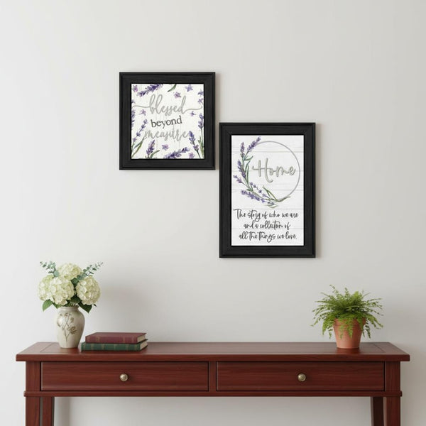 HomeRoots Set of Two "My Families Story" Black Framed Wall Art - Stylish Prints for Contemporary Home Decor 568453