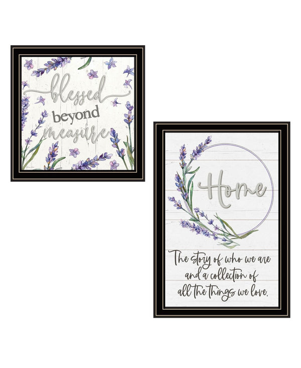 HomeRoots Set Of Two "My Families Story" Black Framed Wall Art – Contemporary Prints for Stylish Home Décor 568454