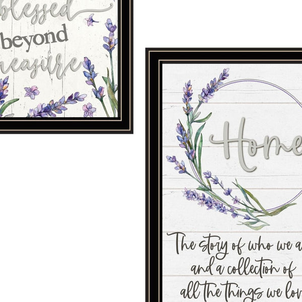 HomeRoots Set Of Two "My Families Story" Black Framed Wall Art – Contemporary Prints for Stylish Home Décor 568454