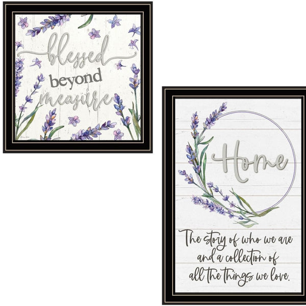 HomeRoots Set Of Two "My Families Story" Black Framed Wall Art – Contemporary Prints for Stylish Home Décor 568454