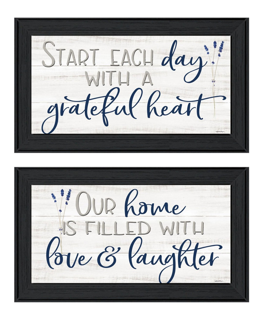 HomeRoots Set of Two "Grateful Heart" Framed Wall Art – Bold Contemporary Decor for Living Spaces & More 568456