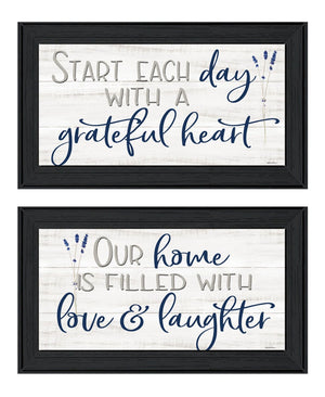 HomeRoots Set of Two "Grateful Heart" Framed Wall Art – Bold Contemporary Decor for Living Spaces & More 568456