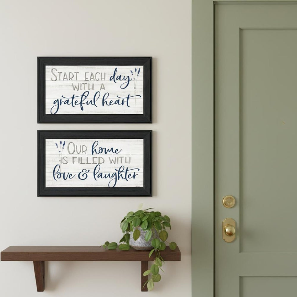 HomeRoots Set of Two "Grateful Heart" Framed Wall Art – Bold Contemporary Decor for Living Spaces & More 568456