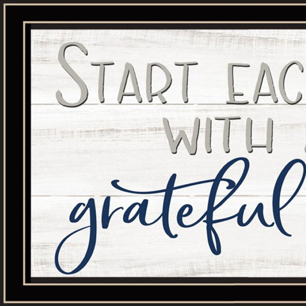 HomeRoots Set of Two "Grateful Heart" Black Framed Art Prints - Modern, Stylish Decor for Any Room 568457