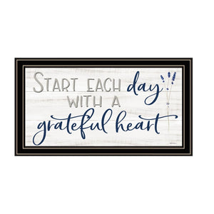 HomeRoots Set of Two "Grateful Heart" Black Framed Art Prints - Modern, Stylish Decor for Any Room 568457