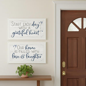 HomeRoots Set of Two "Grateful Heart" Framed Wall Art Prints - Modern Decor for Living Room & Bedroom Charm 568458