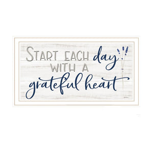 HomeRoots Set of Two "Grateful Heart" Framed Wall Art Prints - Modern Decor for Living Room & Bedroom Charm 568458