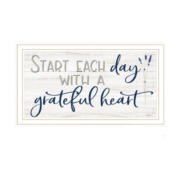 HomeRoots Set of Two "Grateful Heart" Framed Wall Art Prints - Modern Decor for Living Room & Bedroom Charm 568458