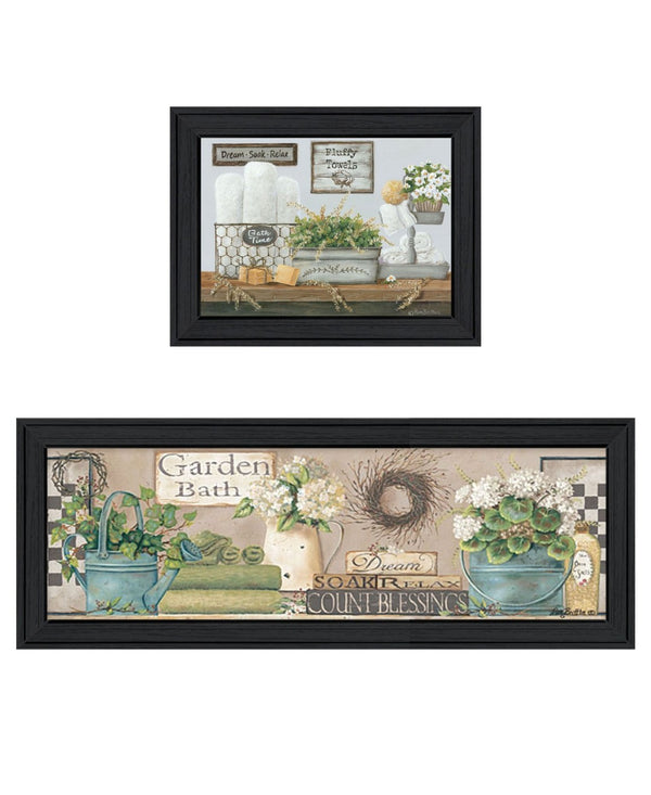 HomeRoots Set of Two Stylish Framed Bathroom Prints - "Dream" & "Soak and Relax" for Spa-Like Serenity 568459