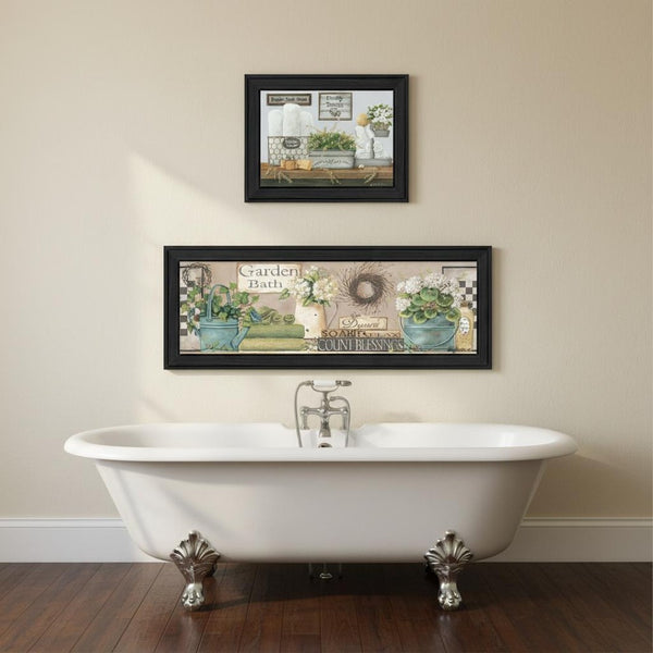 HomeRoots Set of Two Stylish Framed Bathroom Prints - "Dream" & "Soak and Relax" for Spa-Like Serenity 568459