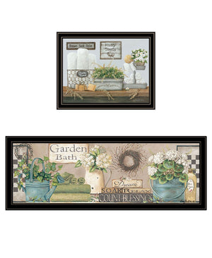 HomeRoots Set of Two Black Framed Bath Time Wall Art – Elegant Prints for Spa-Like Bathroom Decor Upgrade 568461