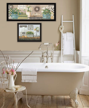 HomeRoots Set of Two Black Framed Bath Time Wall Art – Elegant Prints for Spa-Like Bathroom Decor Upgrade 568461