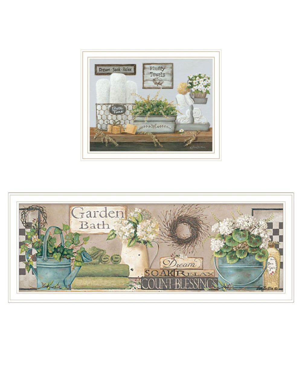 HomeRoots Set of Two Contemporary Bathroom Wall Art – Dream & Soak Relax Framed Prints for Spa Vibe Decor 568462