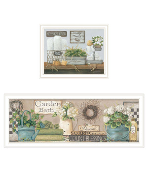 HomeRoots Set of Two Contemporary Bathroom Wall Art – Dream & Soak Relax Framed Prints for Spa Vibe Decor 568462