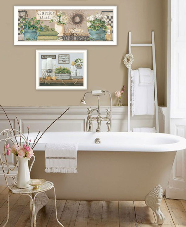 HomeRoots Set of Two Contemporary Bathroom Wall Art – Dream & Soak Relax Framed Prints for Spa Vibe Decor 568462