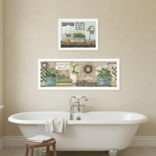 HomeRoots Set of Two Contemporary Bathroom Wall Art – Dream & Soak Relax Framed Prints for Spa Vibe Decor 568462