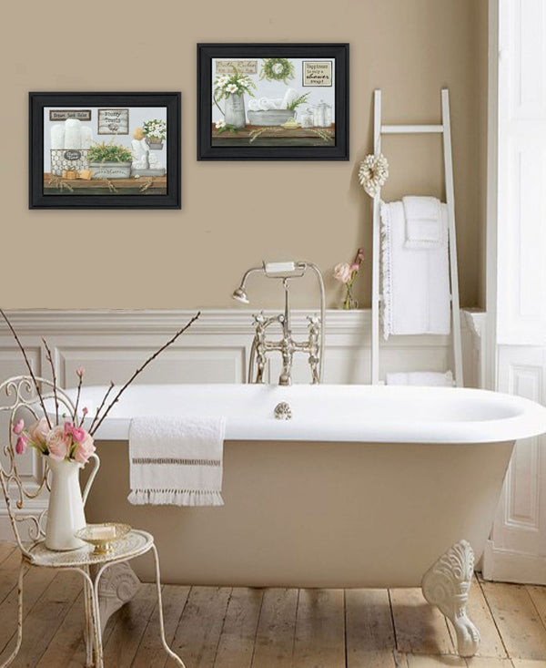 HomeRoots Set of Two Framed "Fluffy Towels" Wall Art - Modern Bathroom Decor with Vibrant Colors & Texture 568463