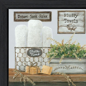 HomeRoots Set of Two Framed "Fluffy Towels" Wall Art - Modern Bathroom Decor with Vibrant Colors & Texture 568463