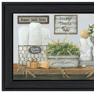 HomeRoots Set of Two Framed "Fluffy Towels" Wall Art - Modern Bathroom Decor with Vibrant Colors & Texture 568463