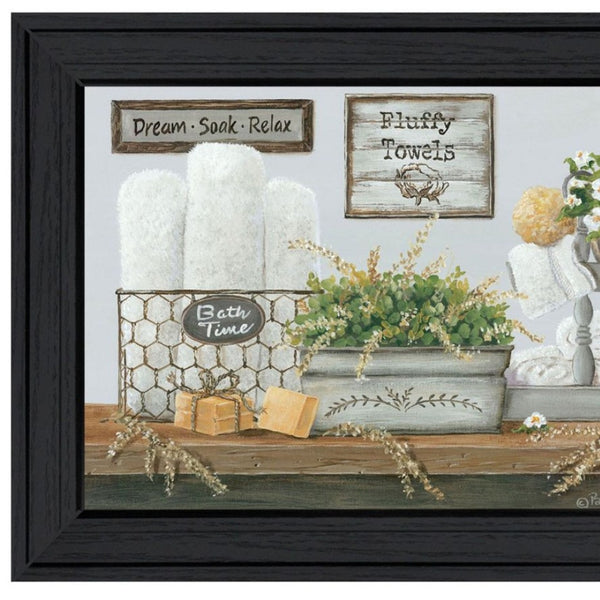 HomeRoots Set of Two Framed "Fluffy Towels" Wall Art - Modern Bathroom Decor with Vibrant Colors & Texture 568463