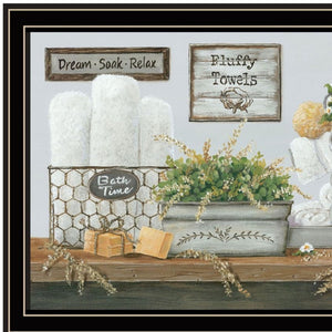 HomeRoots Set of Two "Fluffy Towels" - Modern Black Framed Bathroom Wall Art for Stylish Home Decor Upgrade 568464