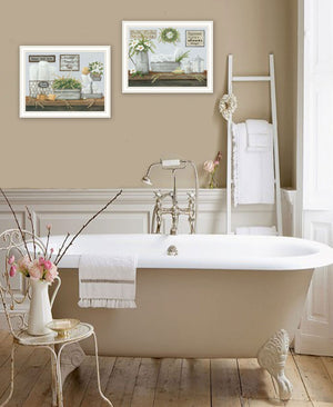 HomeRoots Set of Two "Fluffy Towels" - Chic Framed Bathroom Wall Art for a Spa-Like Ambiance & Decor 568465