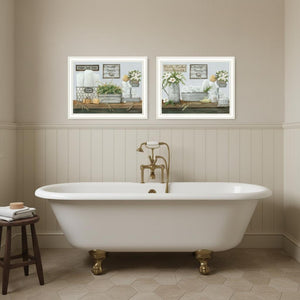 HomeRoots Set of Two "Fluffy Towels" - Chic Framed Bathroom Wall Art for a Spa-Like Ambiance & Decor 568465