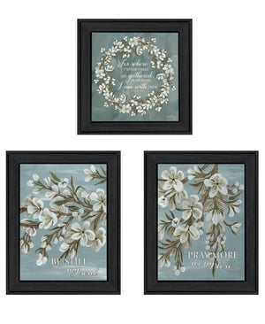 HomeRoots Set of Three Uplifting "Pray More and Worry Less" Black Framed Wall Art for Modern Home Decor 568466