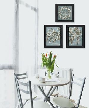 HomeRoots Set of Three Uplifting "Pray More and Worry Less" Black Framed Wall Art for Modern Home Decor 568466