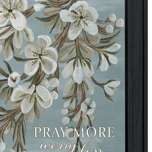 HomeRoots Set of Three Uplifting "Pray More and Worry Less" Black Framed Wall Art for Modern Home Decor 568466