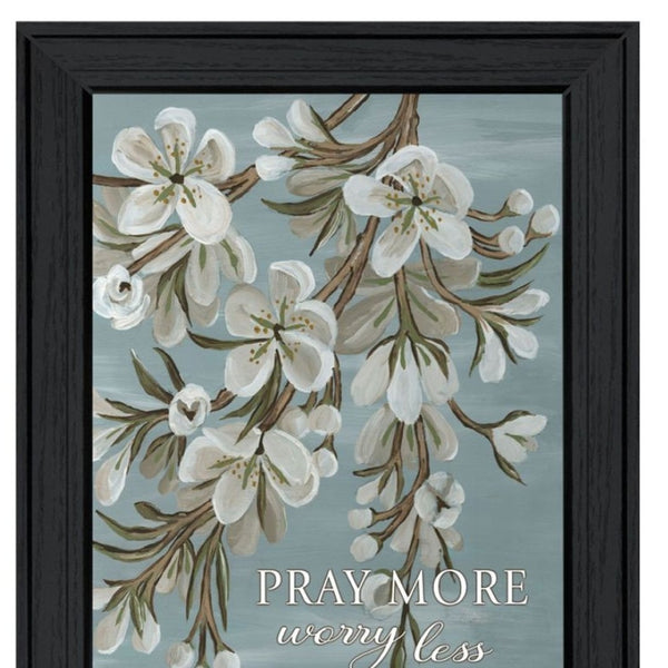 HomeRoots Set of Three Uplifting "Pray More and Worry Less" Black Framed Wall Art for Modern Home Decor 568466