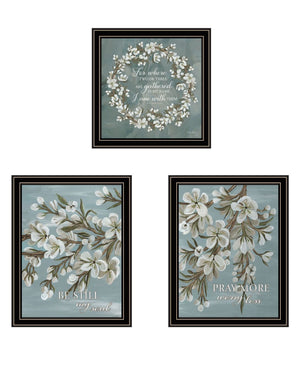 HomeRoots Set of Three Inspirational "Pray More and Worry Less" Black Framed Wall Art for Modern Décor 568467