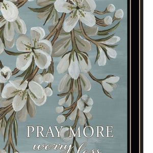 HomeRoots Set of Three Inspirational "Pray More and Worry Less" Black Framed Wall Art for Modern Décor 568467