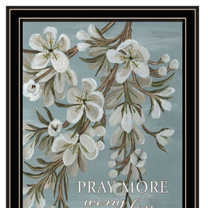 HomeRoots Set of Three Inspirational "Pray More and Worry Less" Black Framed Wall Art for Modern Décor 568467
