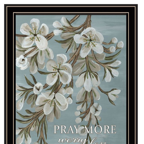 HomeRoots Set of Three Inspirational "Pray More and Worry Less" Black Framed Wall Art for Modern Décor 568467