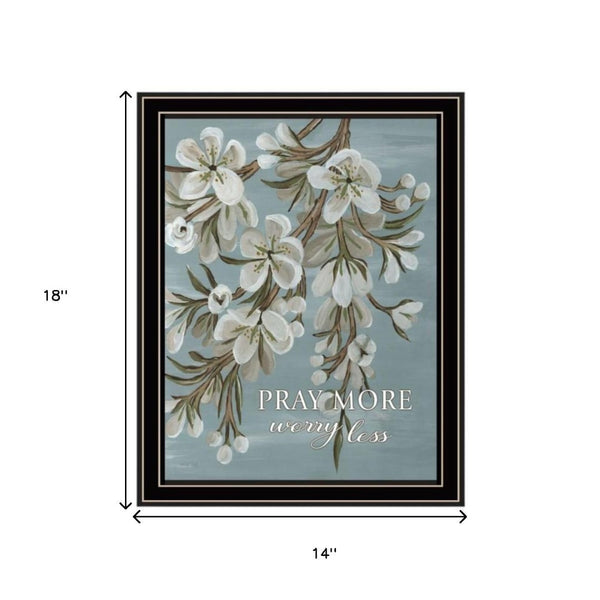 HomeRoots Set of Three Inspirational "Pray More and Worry Less" Black Framed Wall Art for Modern Décor 568467