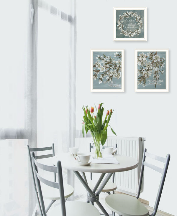HomeRoots Set of Three Uplifting "Pray More and Worry Less" Framed Wall Art for a Serene Home Decor Touch 568468