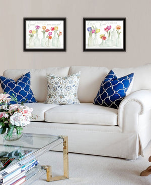 HomeRoots Set of Two Uplifting "Live in The Beauty of The Moment" Black Framed Wall Art for Home Decor 568469