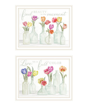 HomeRoots Set of Two Inspirational "Live in the Beauty of the Moment" Framed Wall Art for Any Room Décor 568470