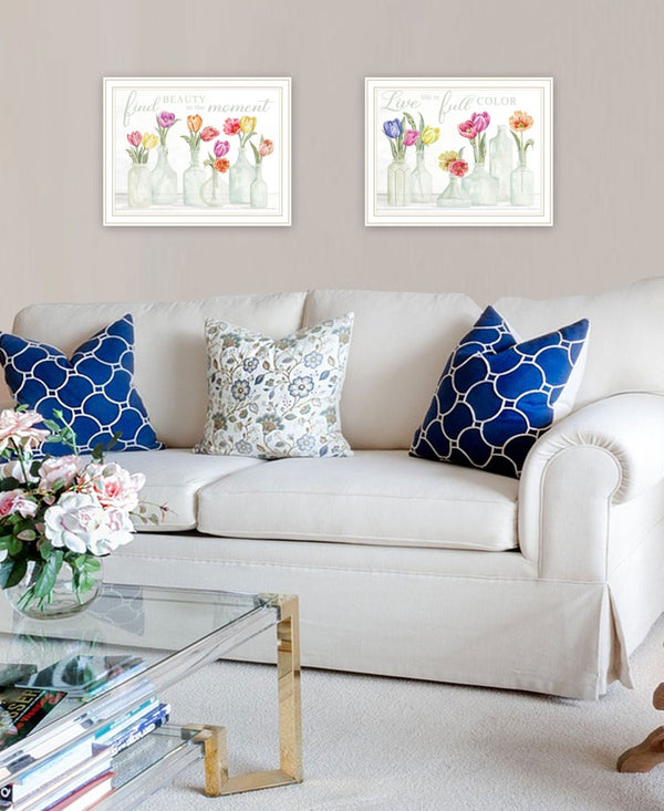 HomeRoots Set of Two Inspirational "Live in the Beauty of the Moment" Framed Wall Art for Any Room Décor 568470