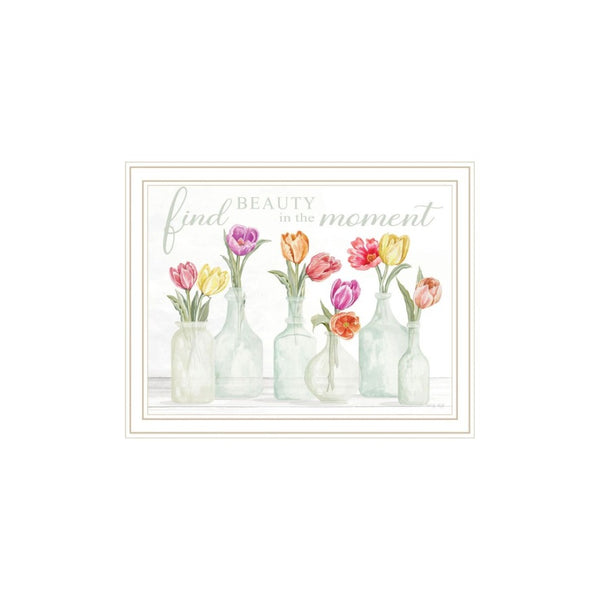 HomeRoots Set of Two Inspirational "Live in the Beauty of the Moment" Framed Wall Art for Any Room Décor 568470