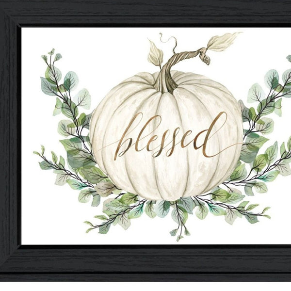 HomeRoots Set of Two "Gather and Give" Framed Autumn Wall Art Prints for Seasonal Home Décor Charm 568471