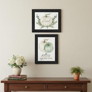 HomeRoots Set of Two "Gather and Give" Framed Autumn Wall Art Prints for Seasonal Home Décor Charm 568471