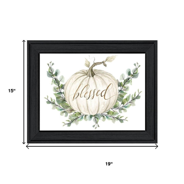 HomeRoots Set of Two "Gather and Give" Framed Autumn Wall Art Prints for Seasonal Home Décor Charm 568471
