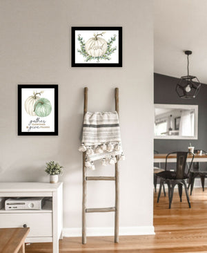 HomeRoots Set of Two "Gather and Give" Black Framed Wall Art Prints - Cozy Seasonal Decor for Your Home 568472